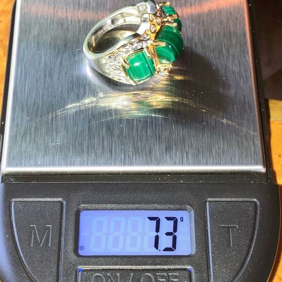 Natural Malachite Sterling Silver Ring - Picture 9 of 9